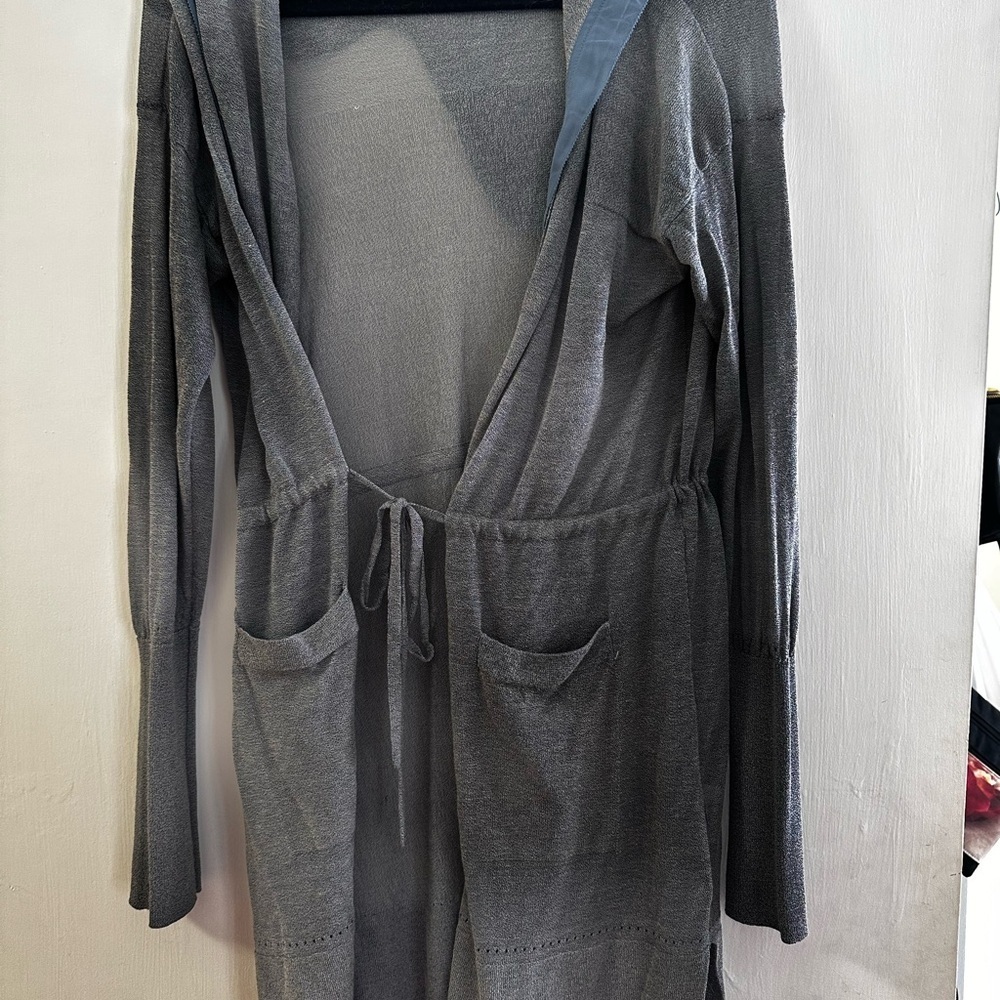 Gray Open Front Cardigan